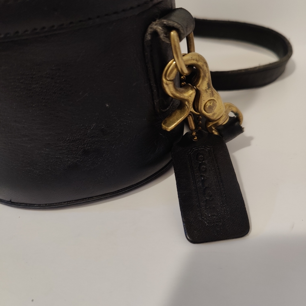 Coach Black Leather Top-Handle Crossbody Bag with Gold Hardware - Picture 9 of 12